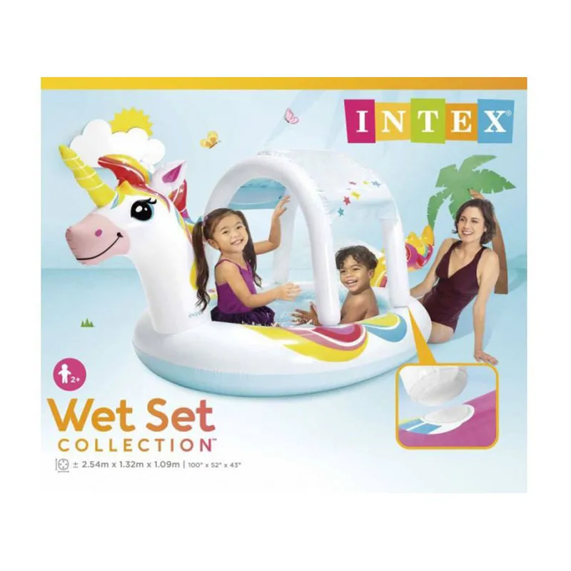 Piscine gonflable fontaine Licorne - 254x132x109cm-6