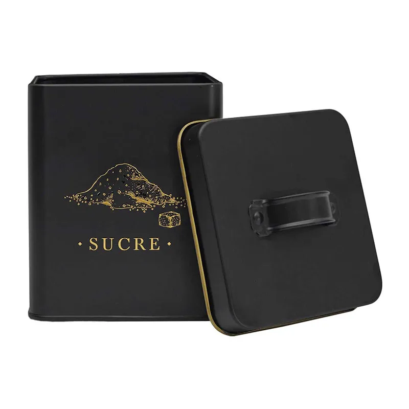 Boîte Métal Noir Sucre - 11x11x19cm-0