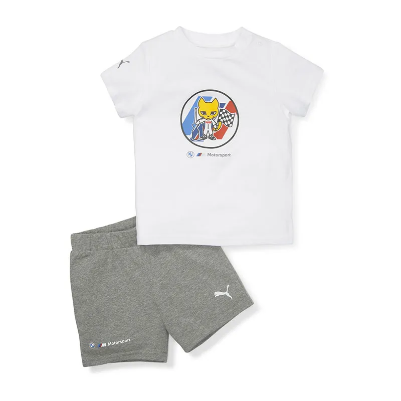 T-shirt + Short Bébé BMW Motorsport Summer Puma - Blanc/Argenté-0