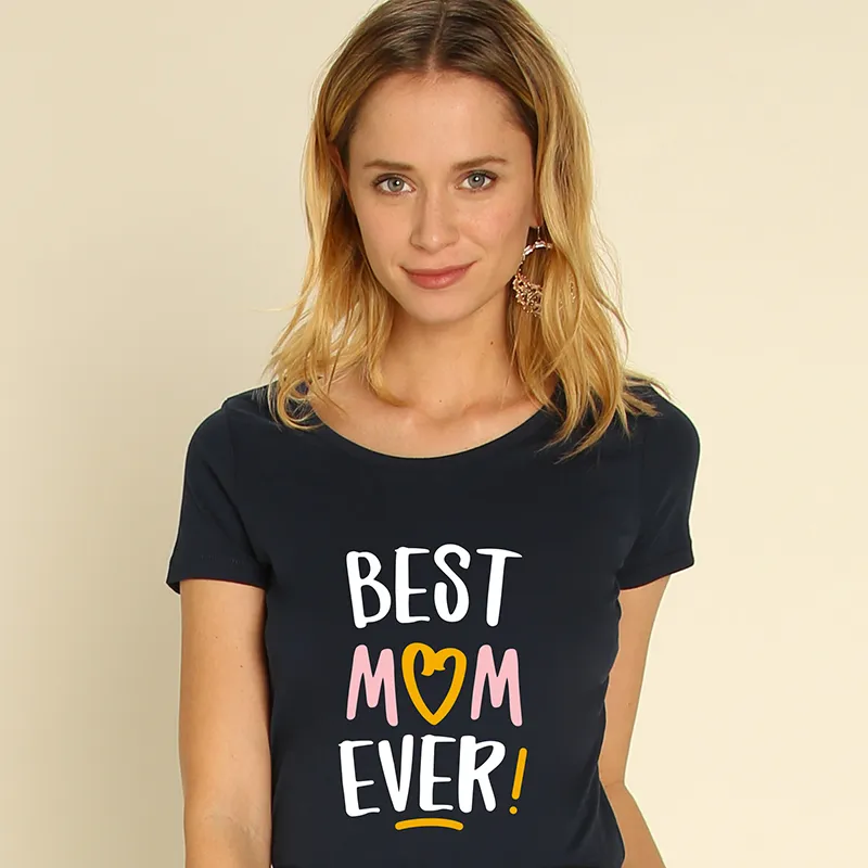 T-shirt Femme BIO Best mom ever - Navy-0