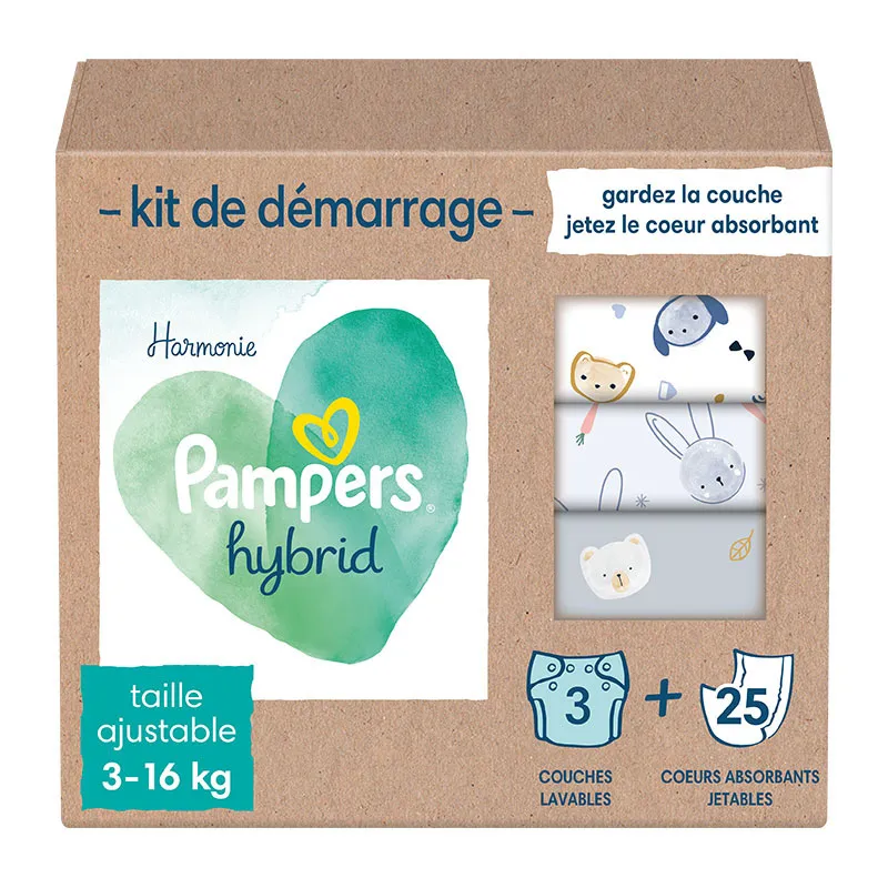 3 Couches Lavable Hybrid + 25 Coeurs absorbants - 3-16kg-0