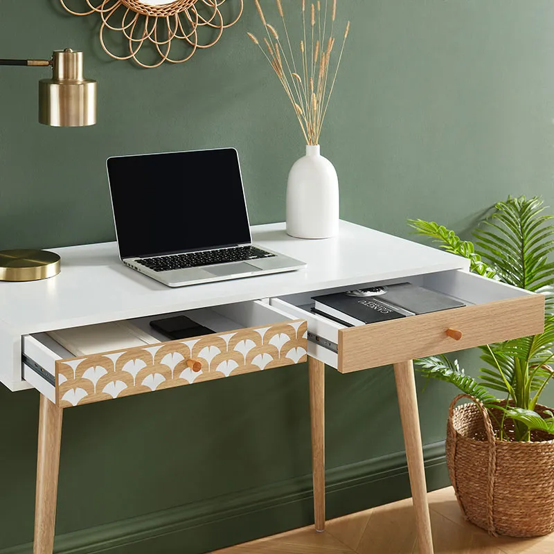Bureau Utah effet chêne Blanc - 100x50x76cm-3