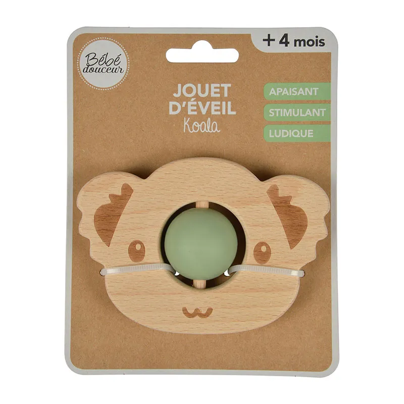 Jouet d'éveil Bois Koala Eucalyptus - Ø8cm-1