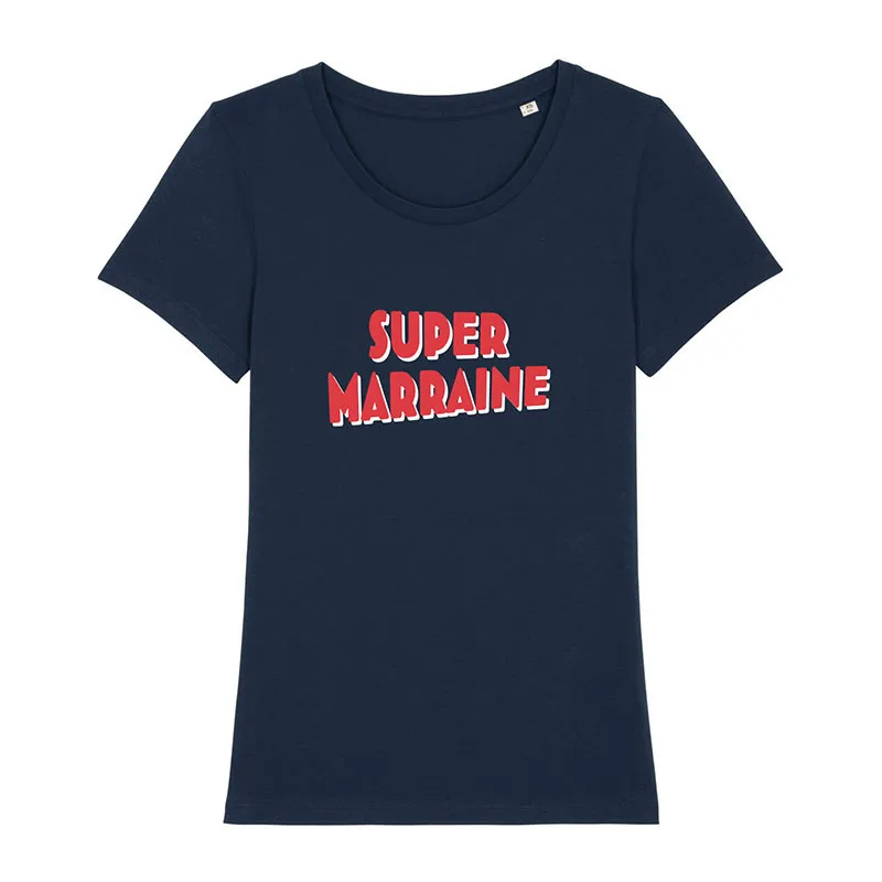 T-shirt Femme Super marraine 4 BIO - Navy-0