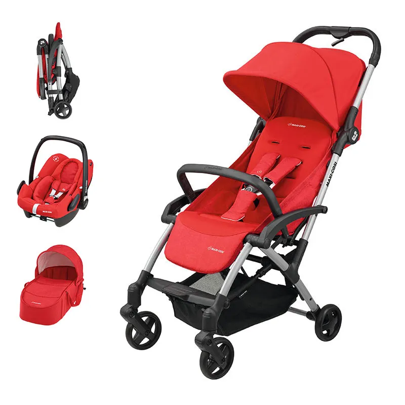 Bebeboutik Trio Poussette Compacte Laika 2 Nomad Red Cosi Rock sans base Nacelle Laika 0m