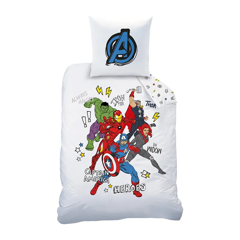 Parure 2pcs Avengers Home Sketches Blanc - 140x200cm-1