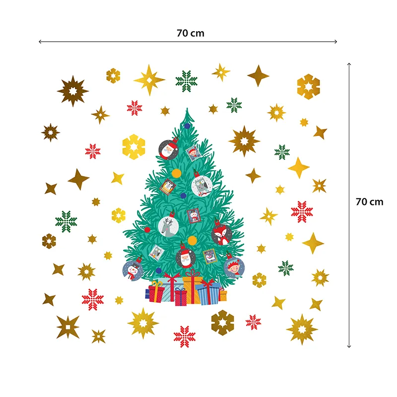 Stickers - Sapin & Flocons de neige dorés-3