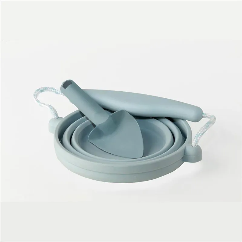 Mini seau en silicone Ø10cm + Mini Pelle Bleu pâle - 12m+-1