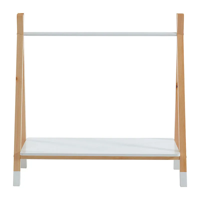 Portant Tipi + Plateau Bois/Blanc - 80x40x130cm-2