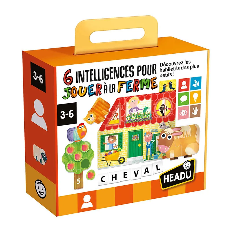 Jeu éducatif 6 Intel. pour jouer à la Ferme 57pcs - 36m+-0
