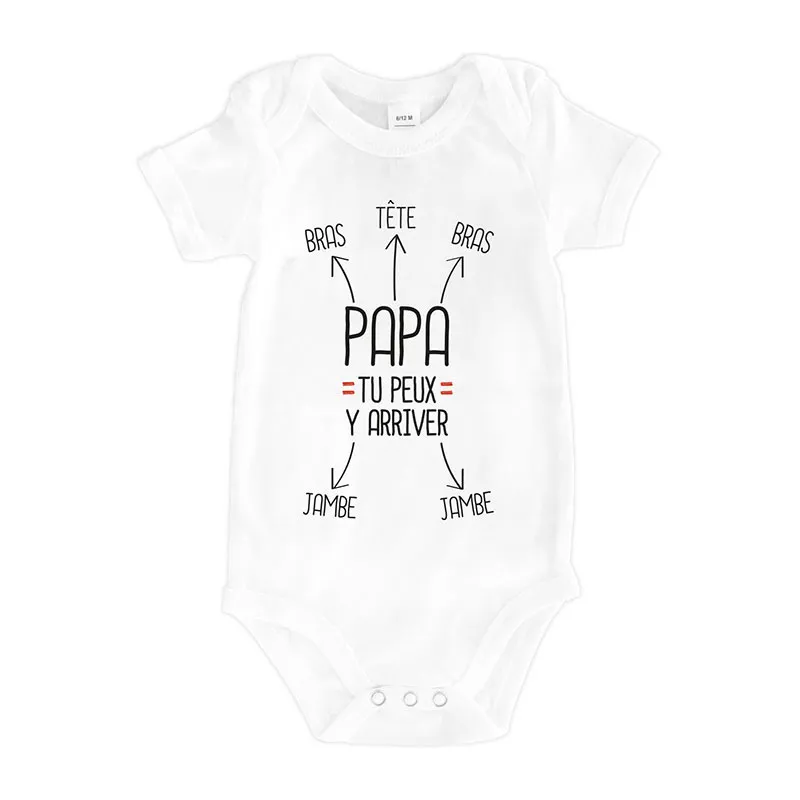 Body Papa tu peux y arriver - Blanc-0