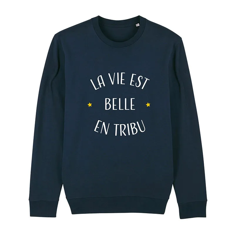 Sweat Femme La vie est belle en tribu - Navy-0