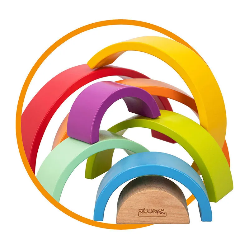 Jeu d'encastrement Arc-en-ciel 8pcs Bois - 18m+-3