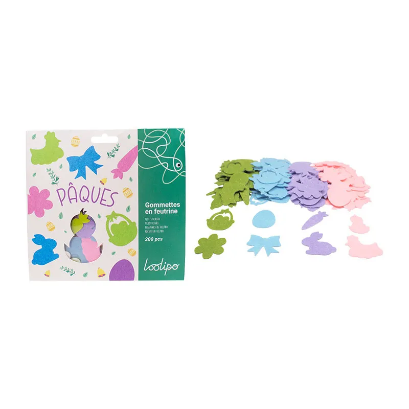 Gommettes feutrine pailletée Pâques 200pcs - 3+ -0