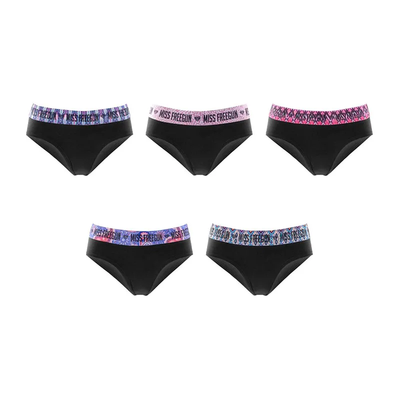 5 culottes femme en coton Ethnik - Noir/Rose/Bleu/Violet-1