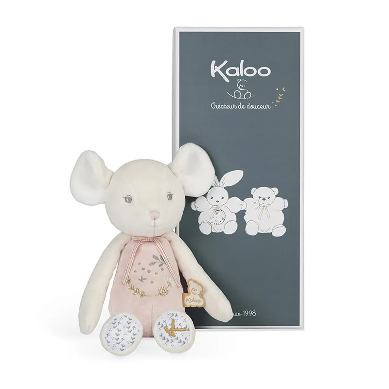 Peluche Souris Rose/Blanc 25cm - 0m+-2