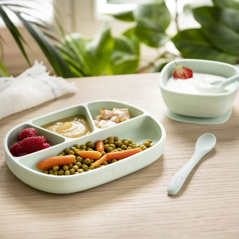 Assiette à ventouse compartimentée Vert - 4m+-3