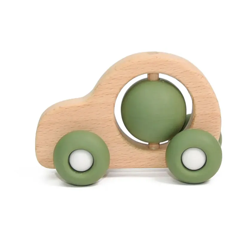 Petite voiture Bois & Silicone Vert - 0m+-0