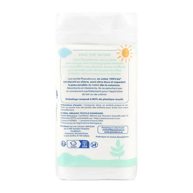 3 Paquets de Carrés de Coton BIO Bébé - 3x50pcs-1