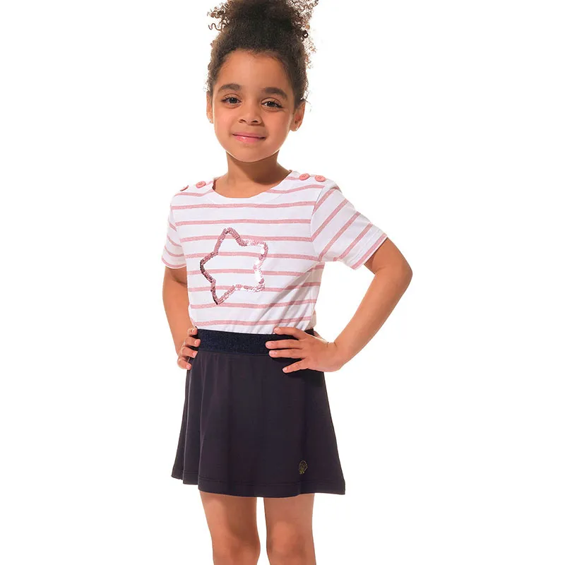 Jupe taille élastiquée Paolla Fille - Marine-2