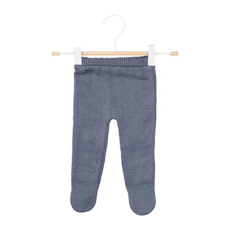 Pantalon à pieds en coton Petits Chats - Bleu orage-0