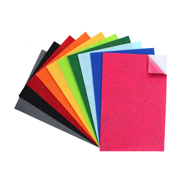 Coupons feutrine adhésive pailletée 20x30cm 10pcs - 3+-5