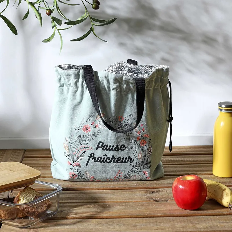 Lunch bag fraicheur en tissu Vert - 29x30cm-3