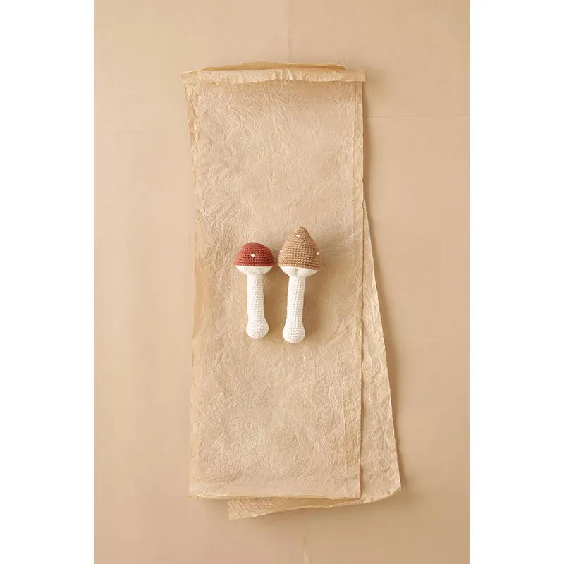 Hochet Coton BIO Champignon Caramel - 0m+-4