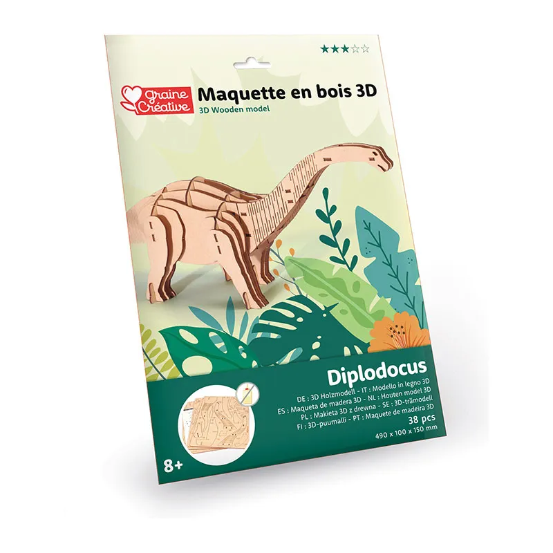 Maquette 3D bois Diplodocus 38pcs - 8+-2