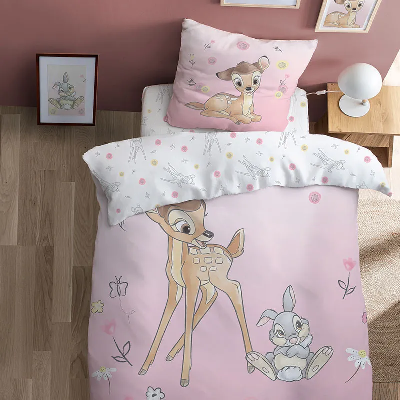 Parure 2pcs Bambi fleurs Rose - 140x200cm-0