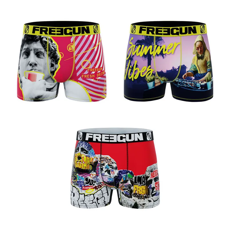 3 Boxers Homme Summer Art - Rose/Jaune/Blanc/Noir-0
