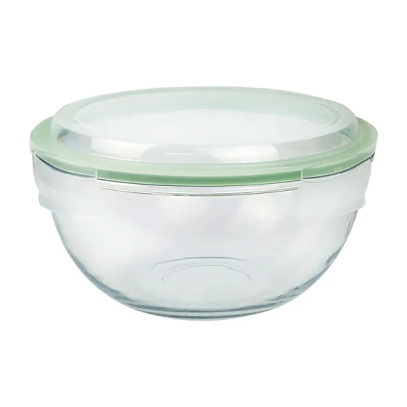 Saladier en verre avec couvercle 2L - Transparent-0