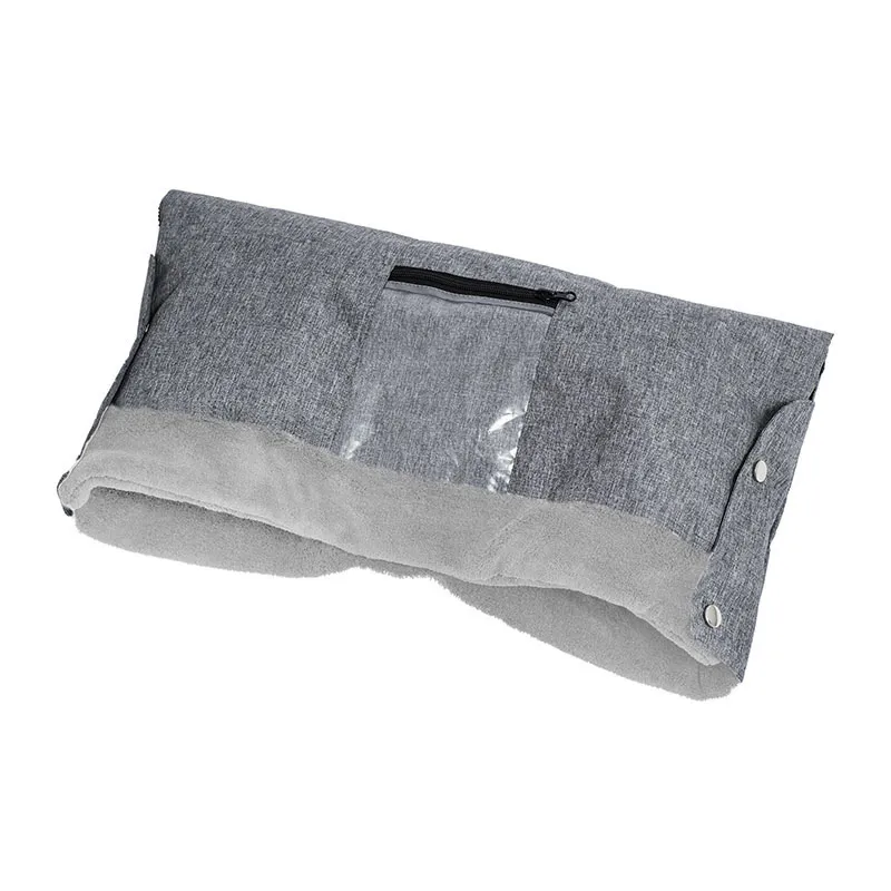 Protège-mains poussette avec support téléphone Polaire - Gris Clair/Gris Foncé-0