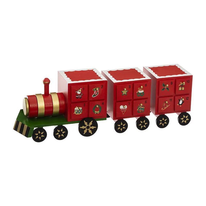 Calendrier de l'avent Train Bois - 14,3x11,5x44,5cm-0