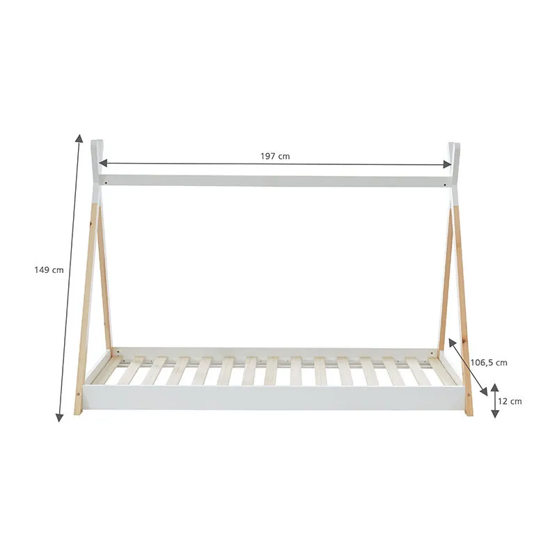 Lit enfant tipi Tiny Bois Blanc - 90x190cm-6