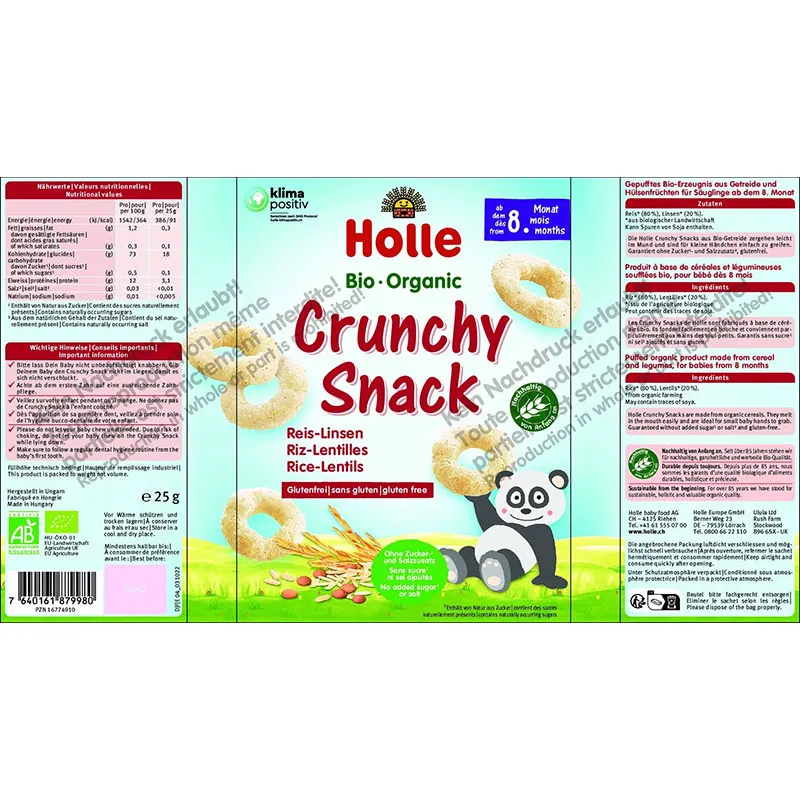 8x25g Crunchy Snack Riz Lentilles BIO - 8m+-1