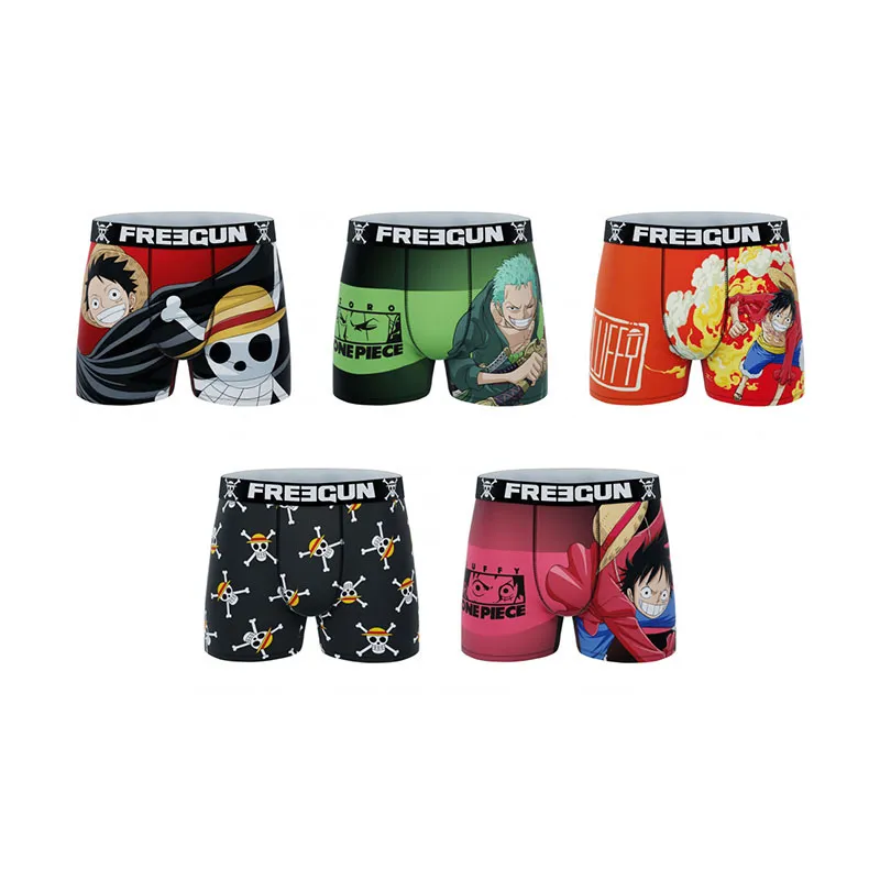 Lot de 5 boxers homme One piece  - Noir/Vert/Rouge/Jaune-1