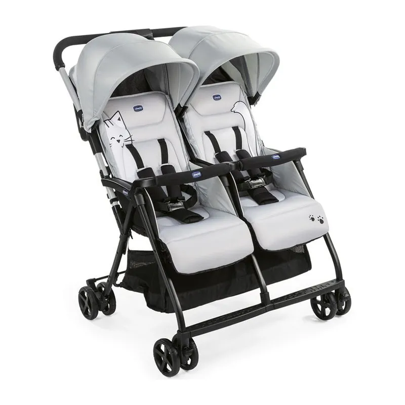 Poussette double Ohlala Twin Silver Cat - 0m+-1