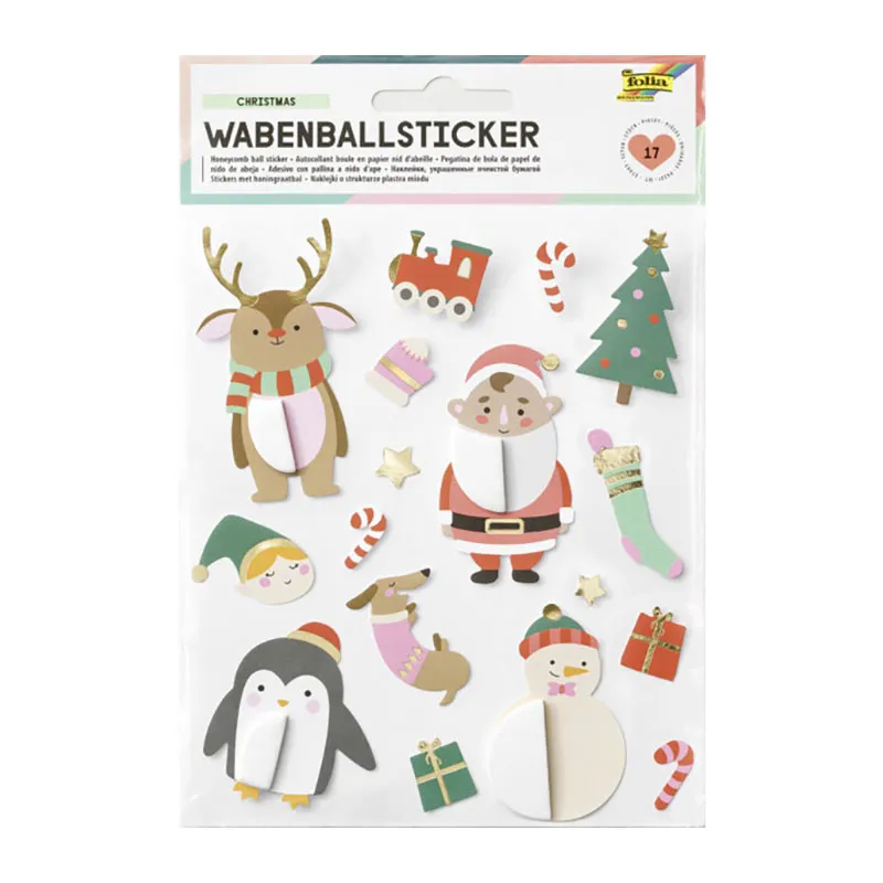 Autocollants boule en papier Noël - 17pcs-1