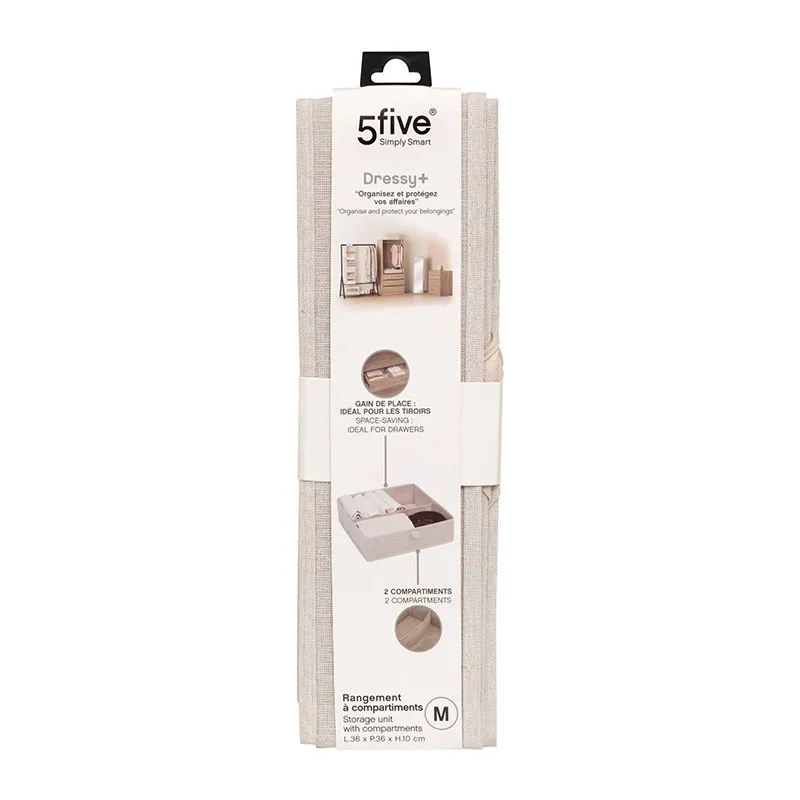 Rangement tiroirs Dressy + 2 compartiments Beige - 36x36cm-3