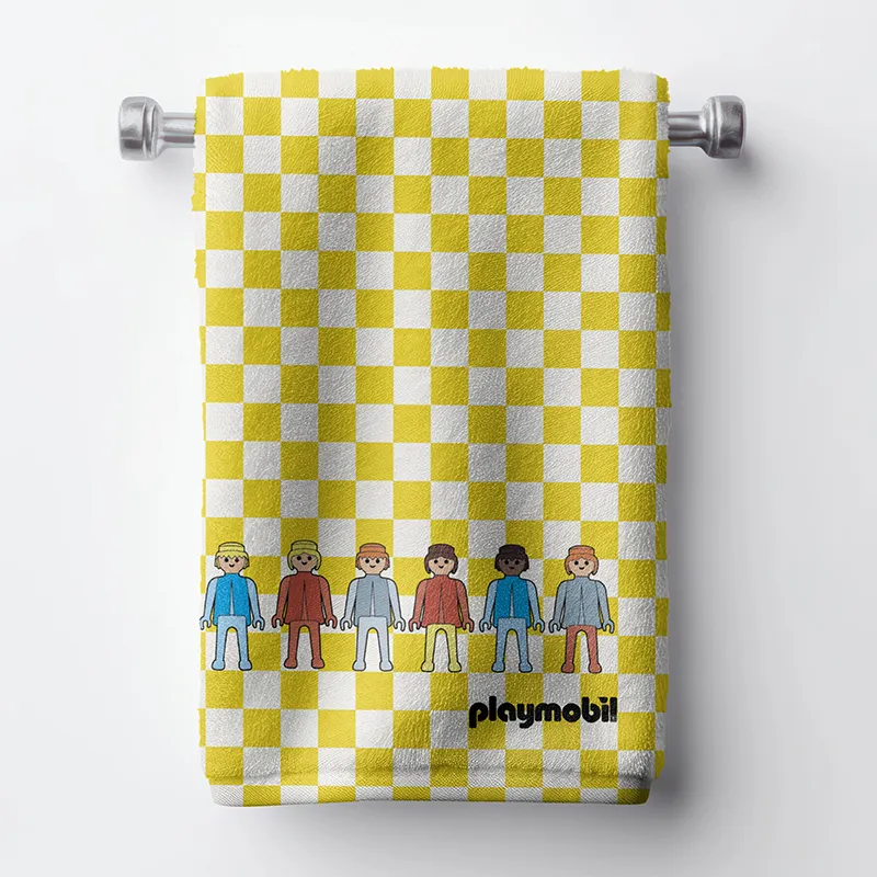 Serviette de toilette Carreaux Jaune - 75x140cm-2