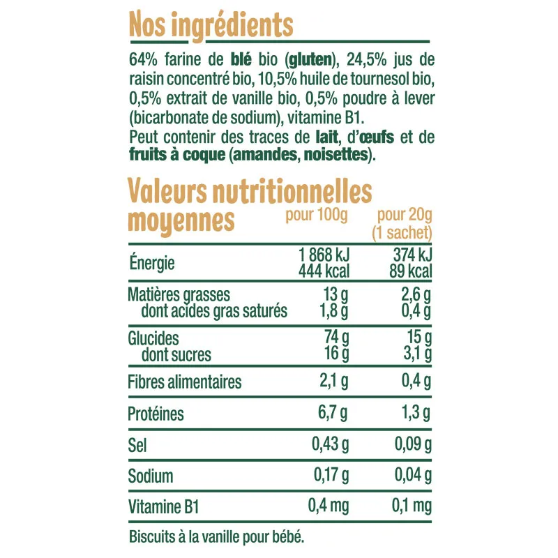 3x80g Biscuits tout ronds à la Vanille BIO - 10m+-1