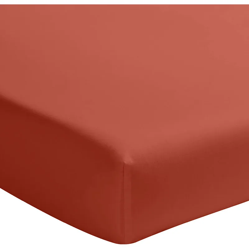 Drap-H. Percale de coton Bonnet 30cm Terre de sienne-1