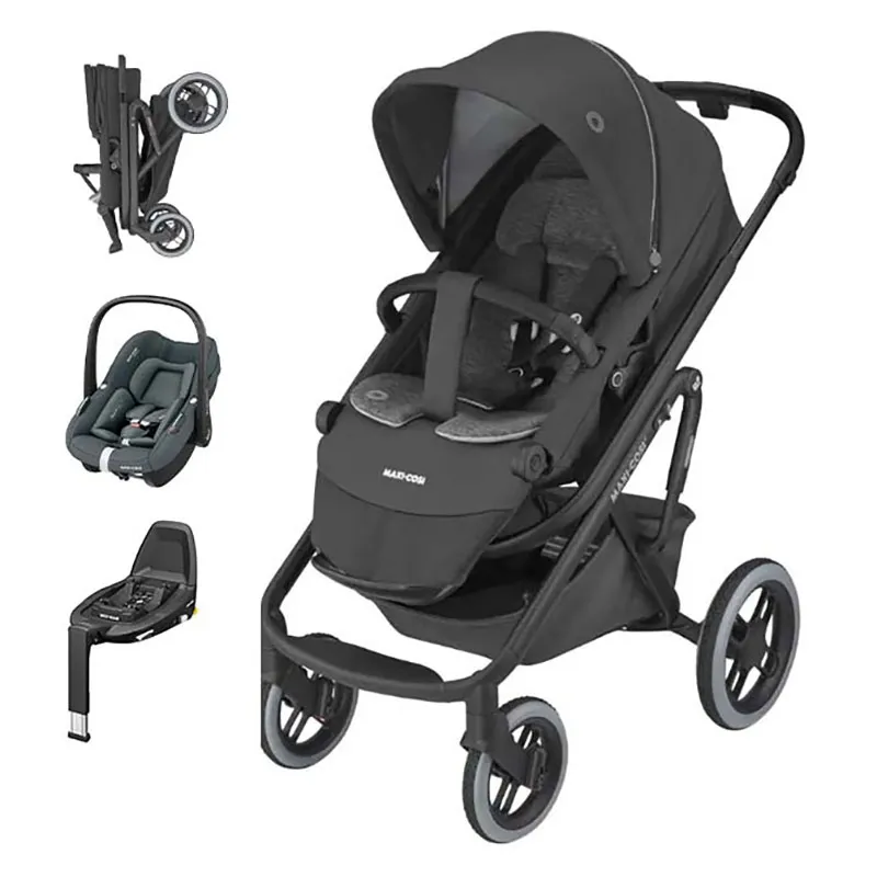 Duo Poussette tout terrain Lila XP + Cosi Pebble S + Base Familyfix S Noir/Graphite - 0m+-0