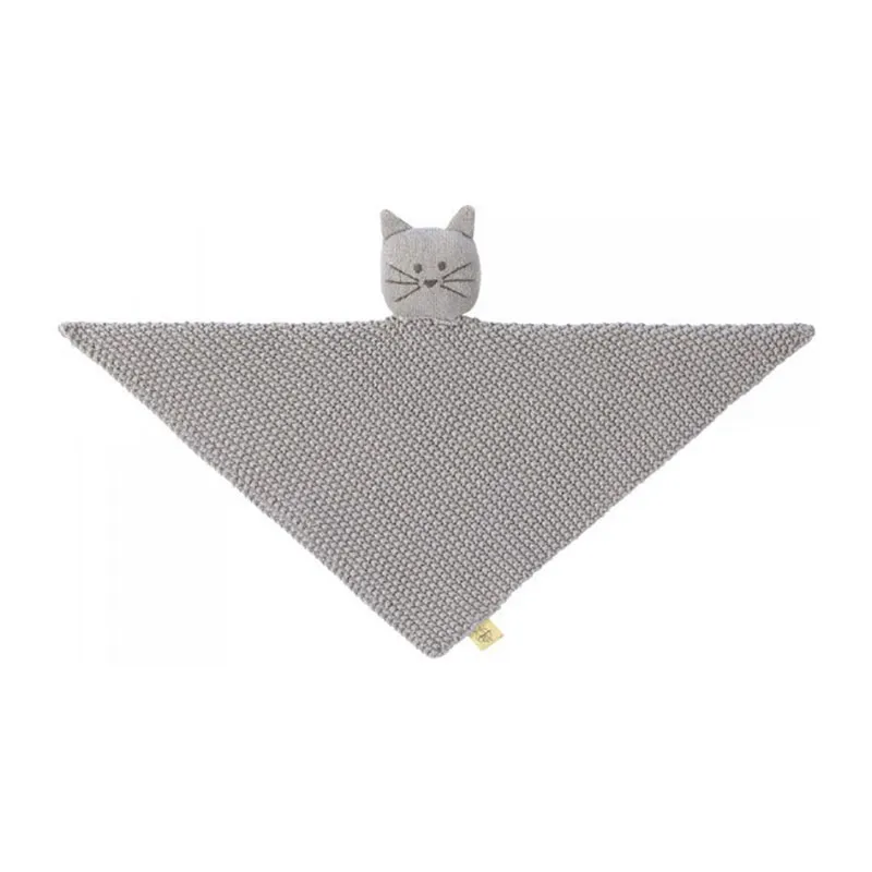 Doudou plat Tricoté Chat Gris - 0m+-4