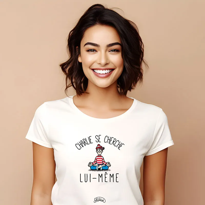 T-shirt Femme Charlie se cherche lui-même  BIO - Blanc-0
