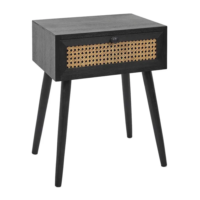 Table de chevet Cannage Noir - 40x50x30cm-1