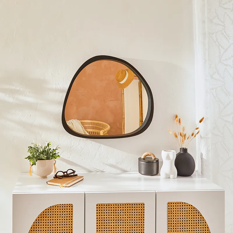 Miroir mural Wayne Bois Noir - 63x57cm-1