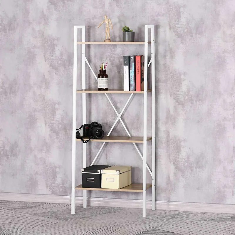 Etagère Bois/Métal Blanc - 60x148x32,5cm-6