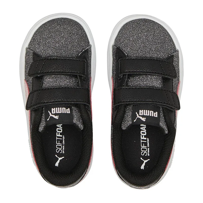 Baskets Bébé Smash V2 Glitz Puma - Noir/Rose-3